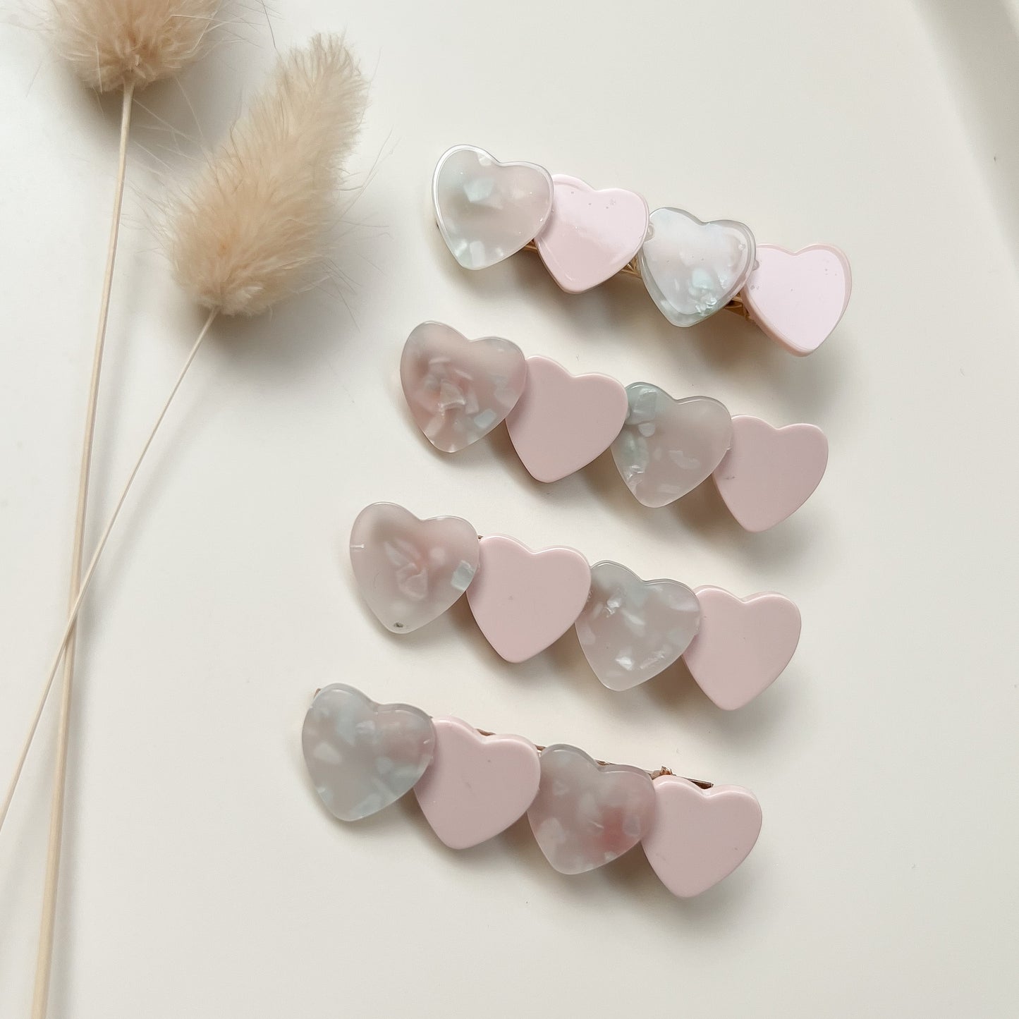 Pearl Hearts Hair Clips