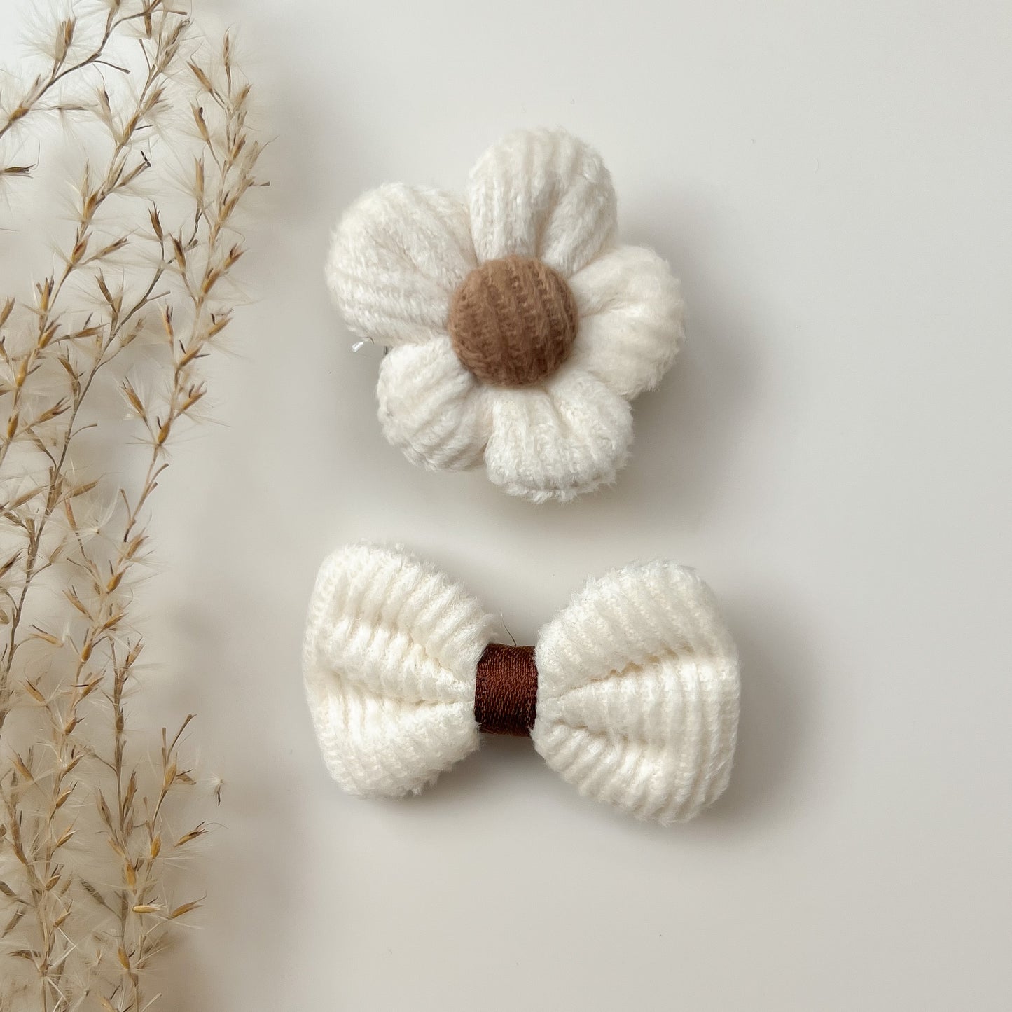 Vintage Flower-Bow Clips Set