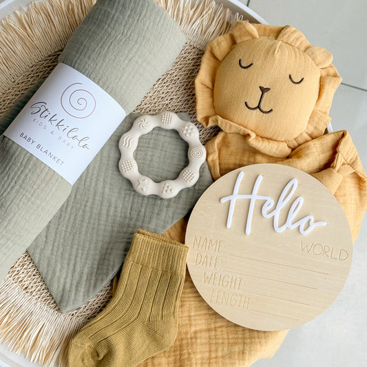 BABY GIFT BOX 4 - Khaki | Mustard Lion Gift Set