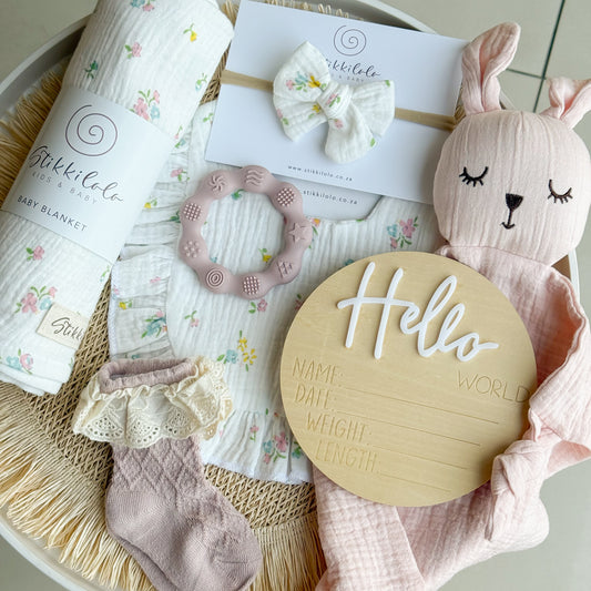 BABY GIFT BOX 3 -  Floral | Pale Pink Bunny Gift Set
